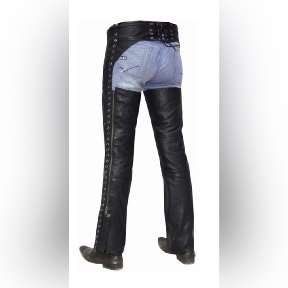 UNIK Chaps Black Leather Women’s Biker Chaps, XS
